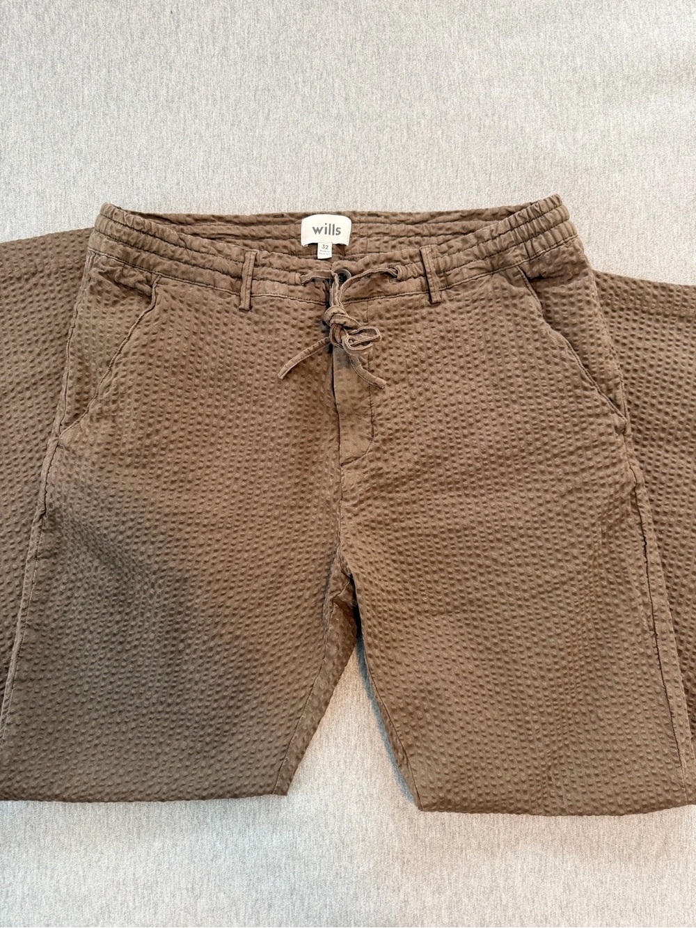 Wills Seersucker Easy Trouser - brown
